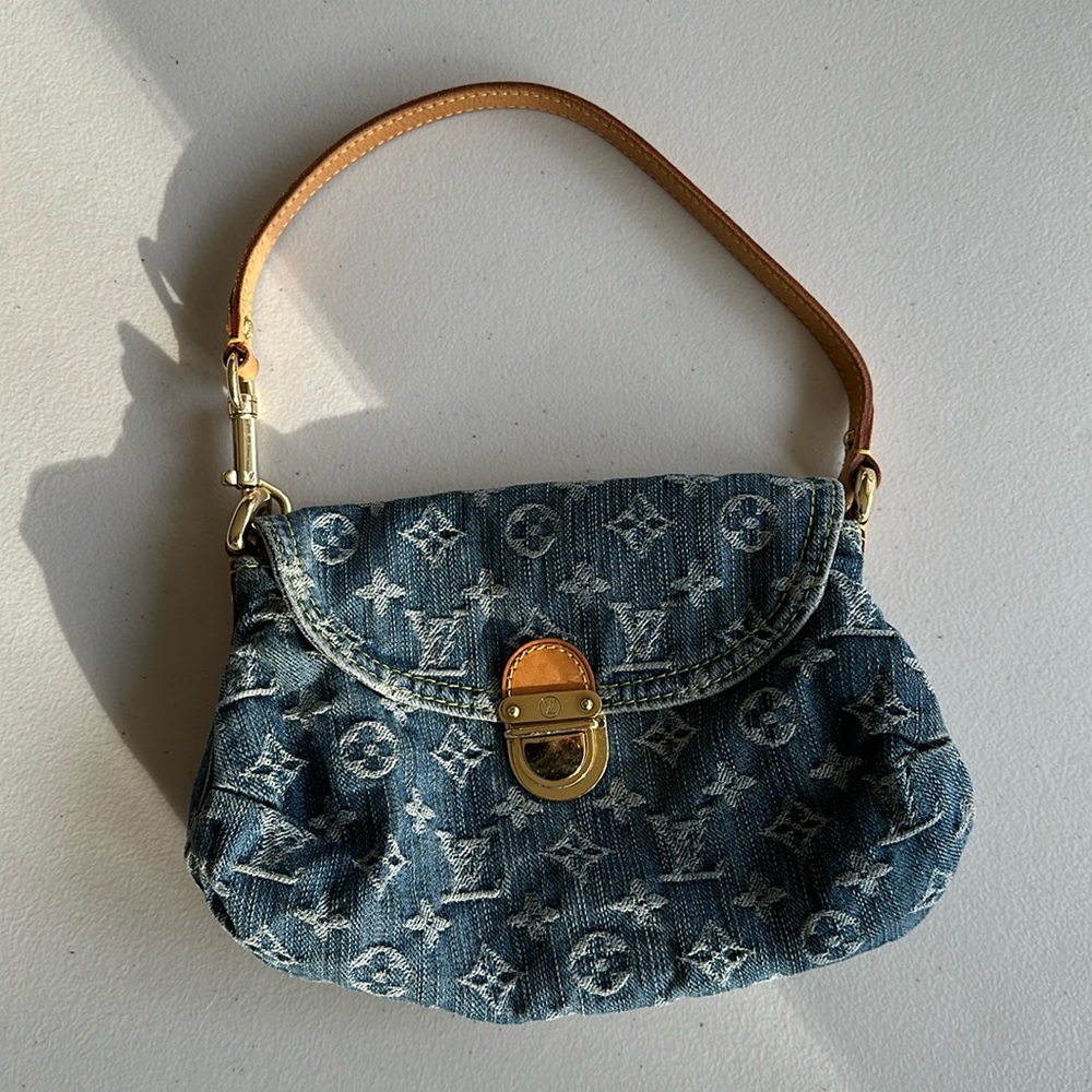 Louis Vuitton 2005 Monogram Mini Pleaty Denim shoulder bag